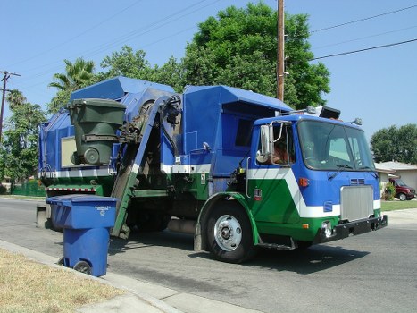 Professional rubbish removal team in action