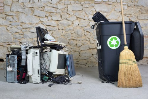 Cluttered garage before clearance